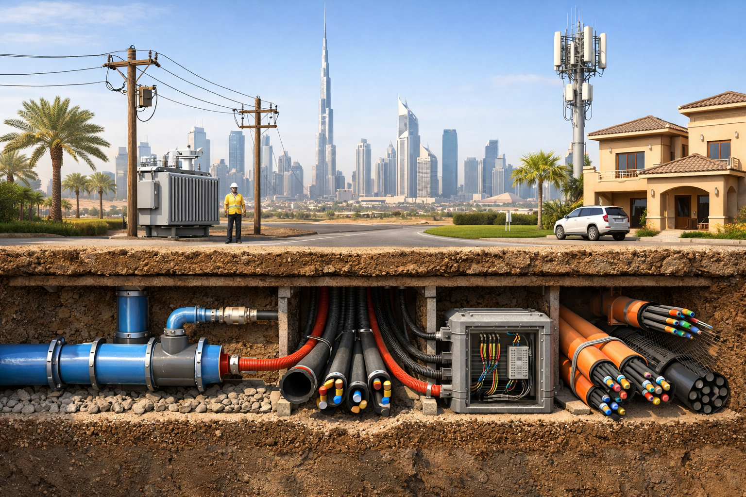Utility Installation of Water, Power and Telecom